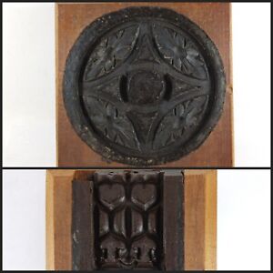 Antique 2 Sided Architectural Floral Heart Medallion Plaster Casting Mold