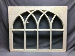 Antique Gothic Arched Window Sash Shabby 34x43 Vintage Chic Old 844 21b