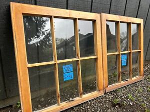 2 24 X 25 Vintage Window Sashes Old 6 Pane Frame From 1964 Arts Craft