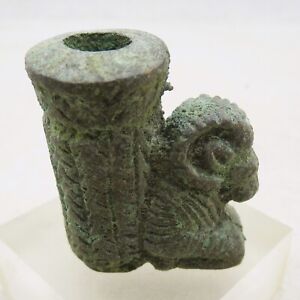 Circa 500bce Ancient Persian Bronze Rhyton Vessel Ram S Head