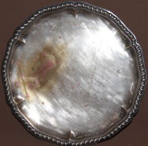 Antique Hand Crafted Silver Plated Copper Serving Tray