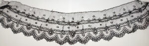 Black Mourning Funeral Trim Edging Vintage Antique Victorian Chantilly Lace 10