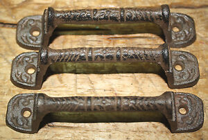 2 Cast Iron Antique Style Rustic Barn Handle Gate Pull Shed Door Handles Fancy