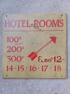 Vintage Antique Hotel Rooms Painted Wooden Sign