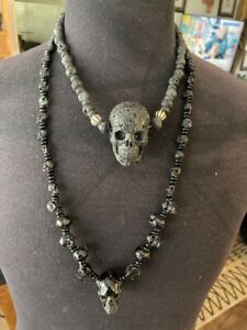 Two Gothic Emo Style Black Skull Necklaces From Salem Tv Series