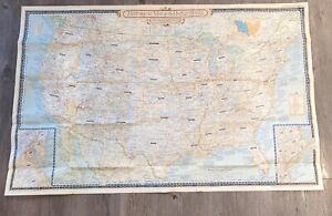 Vtg 1953 Nat Geo Fold Out Historical Map Of The United States