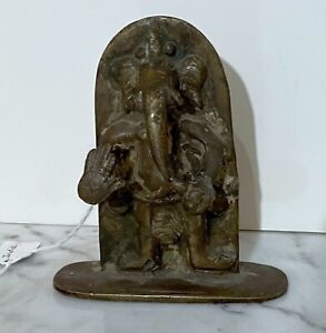 Antique 19th Century Hindu Solid Bronze Statue Of Lord Ganesha From India
