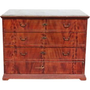 Antique Swedish Allmoge Faux Grain Painted Pine 4 Drawer Chest Of Drawers 19th C