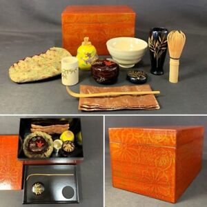 Vintage Japanese Tea Ceremony Sets W Wooden Storage Box Free Shipping