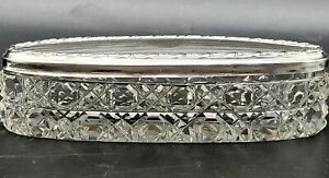 Antique 1912 Horton Allday English Cut Glass Dresser Trinket Box Sterling Top