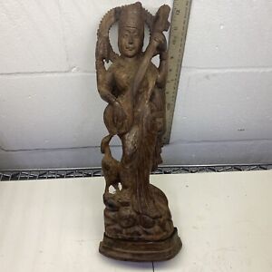 Masterpiece Antique Indian Wooden Statue 16 Inch