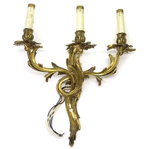 Candelabra Solid Brass Ornate Wall Sconce Electrical Light Fixture Antique