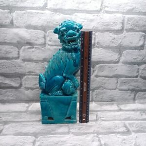Chinese Porcelain Pottery Turquoise Blue Foo Dog Figure 13 