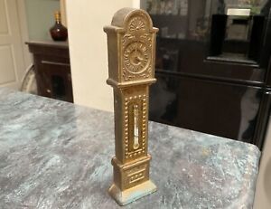 Antique Vintage Victorian Novelty Brass Grandfather Clock Thermometer Ornament