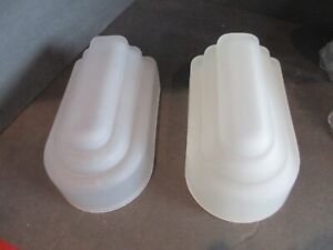 2 Vintage Frosted Glass Slip Shade Art Deco Light Fixture Wall Sconce B28