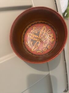 Carved Hand Painted Wooden Bowl Made In Russia Primitive Wood Rustic