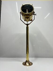 Old Refurbish Nautical Theme Original Brass Signal Spot Search Light With Stand