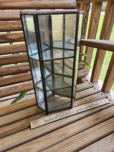 Vintage Mirrored Glass And Brass Curio Cabinet Display Case Table Top