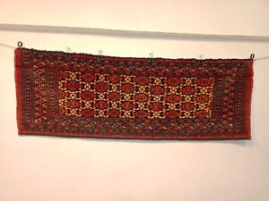 Vintage Beautiful Hand Knotted Turkmen Amu Darya With Aksu Motif Wool Torba