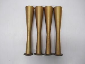4 Vtg Mcm Atomic 9 Furniture Legs Cabinet Dresser Feet Gold Brass Tone Metal B