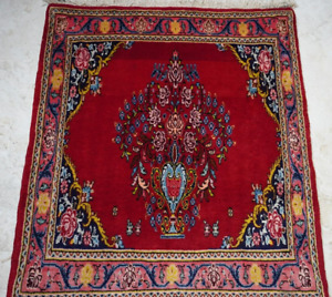 Handmade Wool Oriental Rug Floral Handknotted Vibtant Vintage Rug