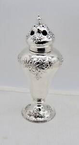 Antique S Kirk Son Hand Chased Floral Sterling Sugar Shaker Muffineer