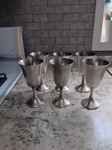 Rare Set Of 6 Sterling Silver Water Wine Goblet Manchester Crown Cross 808