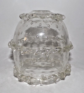 Small C19th Victorian Controlled Bubble Frill Glass Lampshade Gas Light Shade