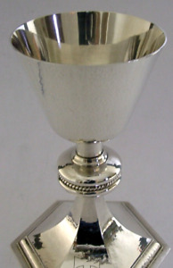 Huge 404g Arts Crafts Sterling Silver Communion Chalice Cup 1959 Religious