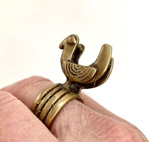 Antique Akan Ashanti Asante Bronze Double Bird Ring 