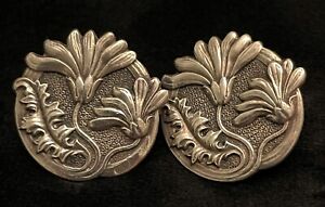 Antique Solid Silver Art Nouveau Buttons Set Of 2 Henry Matthews Birmingham