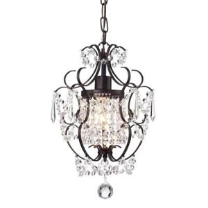Chandelier Lighting Small Crystal Shabby Ceiling Light Fixture Antique Bronze