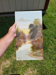 Old Vintage Bolton Woods England English Landscape Glass Oil Painting By B Davis