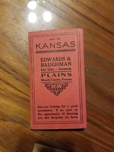 1908 Antique Kansas State Map County Real Estate Sales