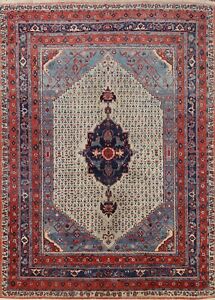 Vintage Ivory Heriz Azerbaijan Living Room Rug 10 X13 Wool Hand Knotted Carpet