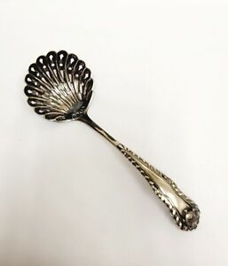 Cj Co Antique Sugar Sifter Spoon English Hallmarked Sterling Silver Plate