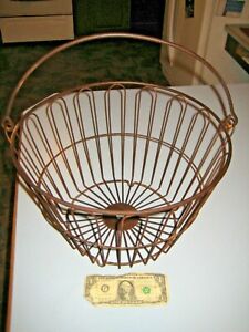 Rustic Primitive Metal Wire Egg Gathering Basket Bail Handle National Ideal Co