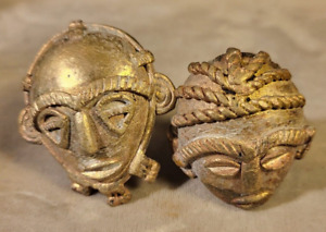Two African Mask Brass Rings