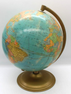 Vintage 12 Cram S Imperial World Globe On Metal Stand Made In Usa 