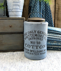 Sm Antique Canning Crock Blue Milk Paint Tin Lid Cotton Stencil Free Shipping