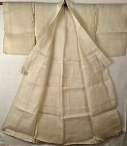 Vtg Japanese Kimono Asa Hemp White Artisan Mosquito Net Weave