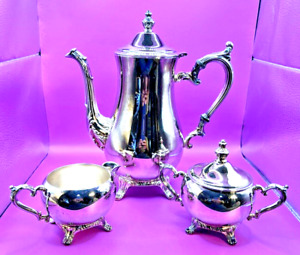 Vintage Elegant Coffee Set With Creamer And Covered Sugar Bowl Wm Rogers 800 