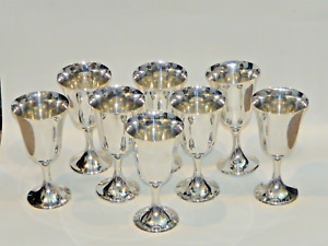Gorgeous Set Of 8 Gorham Sterling Silver Puritan Goblets 272 No Monograms
