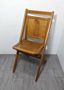 Vintage Rustic Dutch Teak Wood Folding Chair Mid Century Modern Outdoor Patio