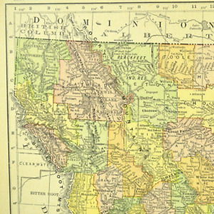 1914 Vintage Montana State Map Antique Map Of Montana Wall Art Home Decor