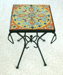 Vintage California D M Tile Top Wrought Iron Table