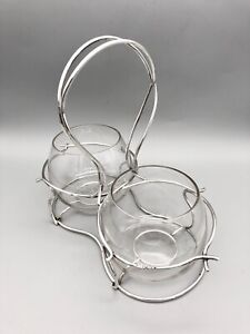 Edwardian Sterling Silver Glass Preserve Set Norton White Birmingham 1907