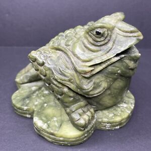 Vintage China Republic Hand Carved Solid Jade 3 Legged Frog Figure 2lbs3oz Chip