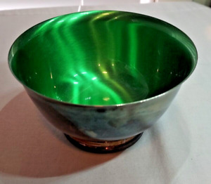 Emerald Green Enamel Wallace Footed Silver Plate Bowl 7 5 