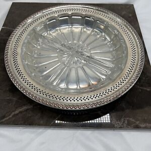 Fabulous Vintage Wm Rogers Lazy Susan Silver Plate With Glass Insert Original Bo